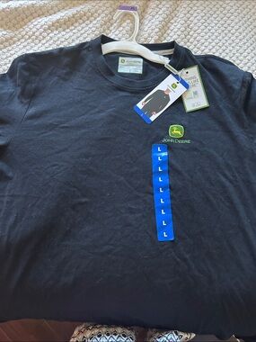 John Deere Black Short Sleeve Tee with Green & Yellow Logo